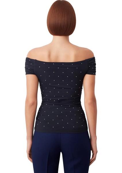 Kadın Noktalı Carmen Yaka Örme Bluz Günlük ve Özel Anlar Için Ideal Kaliteli Şık Rahat Modern modelleri