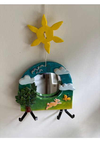 Doğa Desenli El Yapımı Aynalı Tavşan Duvar Tipi Anahtarlık modelleri