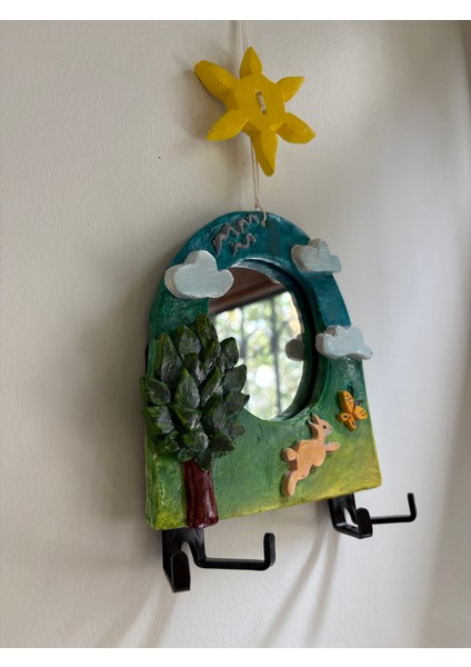 Doğa Desenli El Yapımı Aynalı Tavşan Duvar Tipi Anahtarlık fırsatları