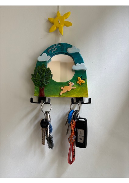 Doğa Desenli El Yapımı Aynalı Tavşan Duvar Tipi Anahtarlık indirimleri