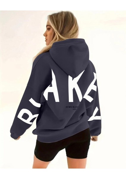 Punıx Büyük Beden Özel Üretim Kapüşonlu Blakey Sırt Baskılı %100 Pamuk Süper Salaş Kadın Sweatshırt