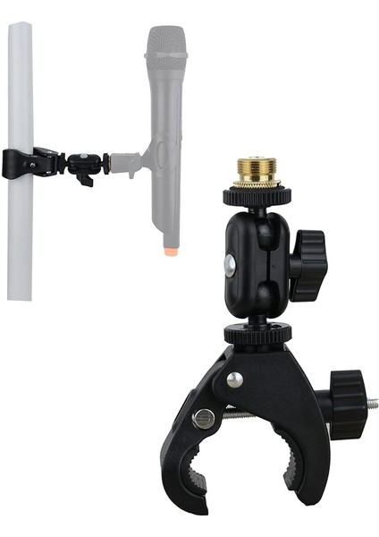 Mic Yengeç Kelepçe Mikrofon Dağı Çift Top Kafa Ayarlı 1/4 "ila 5/8" Bakır Vida, Mic Standı, Davul Standı, Masaüstü Raf Uyar