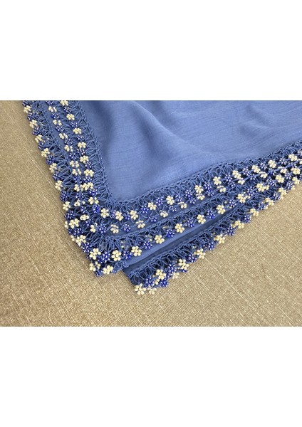 Anne Eli Ile Işlenmiş Tığ Oyalı Yazma Örtü Yerli Üretim 100X100CM