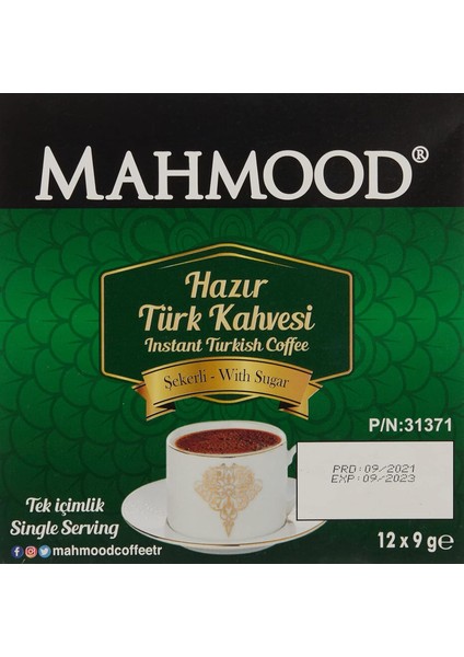 Mahmood Coffee Hazır Türk Kahvesi Şekerli (9 gr x 12 Adet) fiyatları