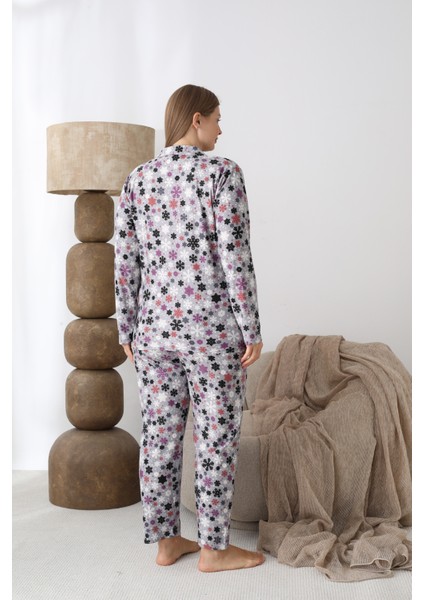 Boydan Düğmeli Süet Kumaş Büyük Beden Kadın Pijama Takımı 2170 fırsatları