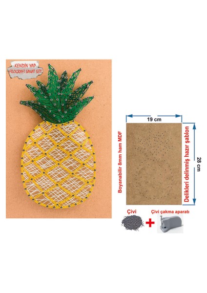 Ip Sanatı Dikkat Geliştirici El Becerisi Çocuk Montessori Eğitimi Filografi Hazır Set Ananas