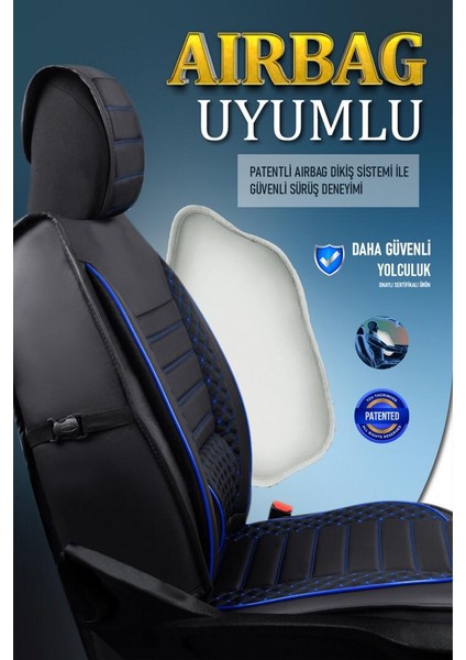 Renault Laguna 2 Deri Oto Koltuk Kılıfı Ön Arka Set Plus Serisi Siyah Mavi Scr indirimleri
