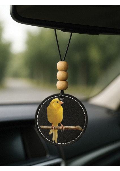 1.sınıf Suni Deri Süslemeli Desenli Uv Baskı Dikiz Araç Aynası Süsü Siyah - Kanarya