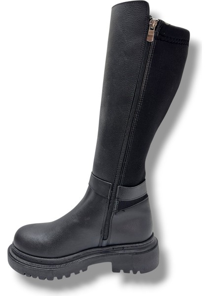 K-46-26 Anatomik Cilt Deri Tokalı Fermuarlı Kadın Çizme modelleri