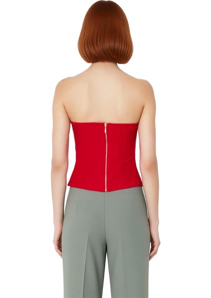 Kadın Straplez Bluz Modern Kesim Dokuma Kumaş Üst Model Kaliteli Şık Rahat Modern Zarif Günlük modelleri