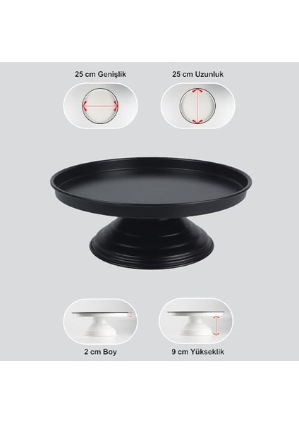 Metal Frezya Ayaklı Servis Tabağı, Sunum Tabağı, Metal Ayaklı Siyah Sunum Tabağı, Pasta Sunum LN1214S modelleri