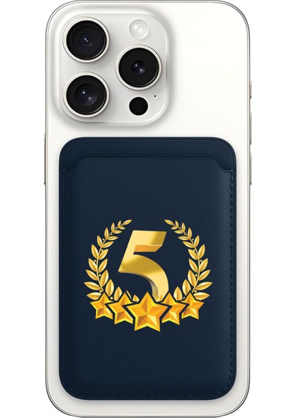 iPhone 11 12 13 14 15 16 17 Pro Max Plus Air Magsafe Mıknatıslı Lacivert Kartlık 5 Yıldız
