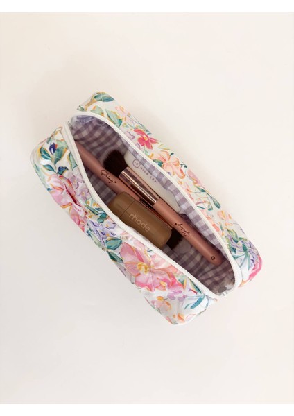 Lila Pembe Çiçekli Tek Gözlü Kalemlik Yıkanabilir Fermuarlı Okul Kalem Kutusu Pembe Kalemlik fiyatları