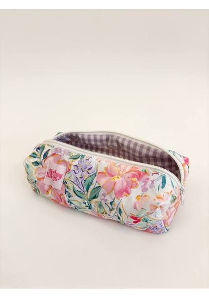 Lila Pembe Çiçekli Tek Gözlü Kalemlik Yıkanabilir Fermuarlı Okul Kalem Kutusu Pembe Kalemlik modelleri