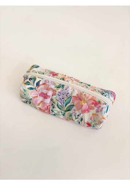 Lila Pembe Çiçekli Tek Gözlü Kalemlik Yıkanabilir Fermuarlı Okul Kalem Kutusu Pembe Kalemlik fırsatları