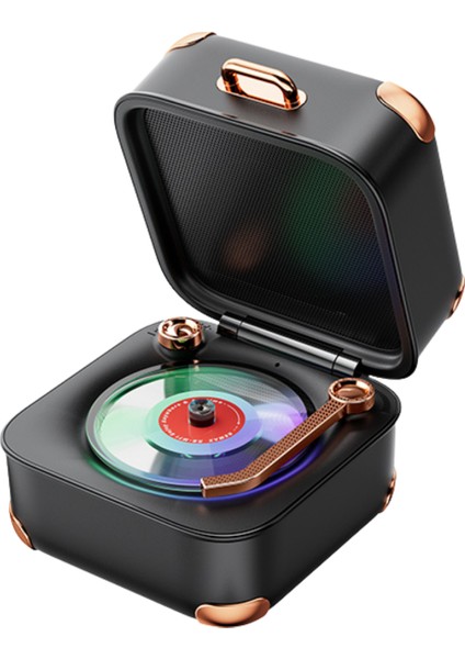 Siyah Nostaljik Retro Antika Pikap,plak Çalar Görünümlü Kablosuz Minibox Bluetooth Hoparlör