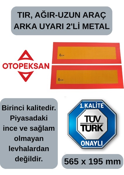 Tır Arkası Reflektör, Metal Saç Levha, Tüvtürk Onaylı