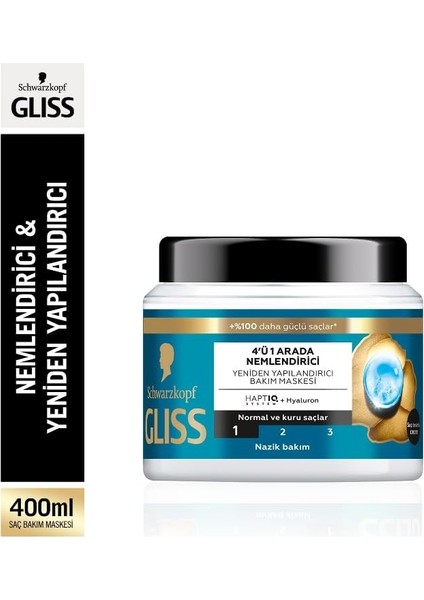 Gliss Aqua Revive Nemlendirici 4&apos;ü 1 Arada Bakım Maskesi 400 Ml, Normal ve Kuru Saçlar fiyatları