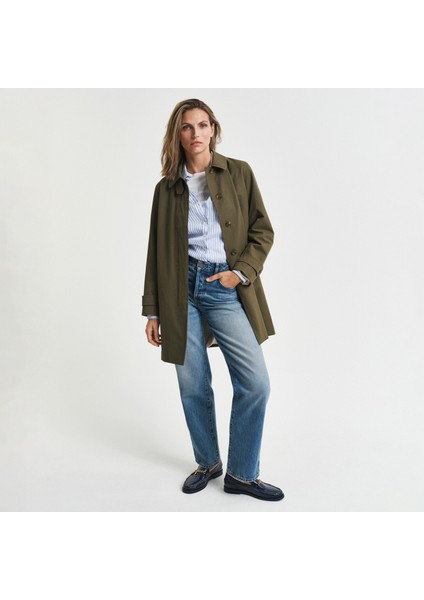 Kadın Mavi Regular Fit Klasik Yaka Çizgili Keten Gömlek fiyatları