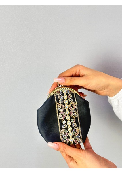 Osmanlı Motif Desenli Deri Kadın Cüzdan 13X10 cm