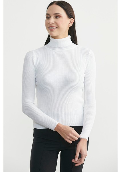 Tam Balıkçı Fitilli Basic Triko Kazak - Beyaz fiyatları