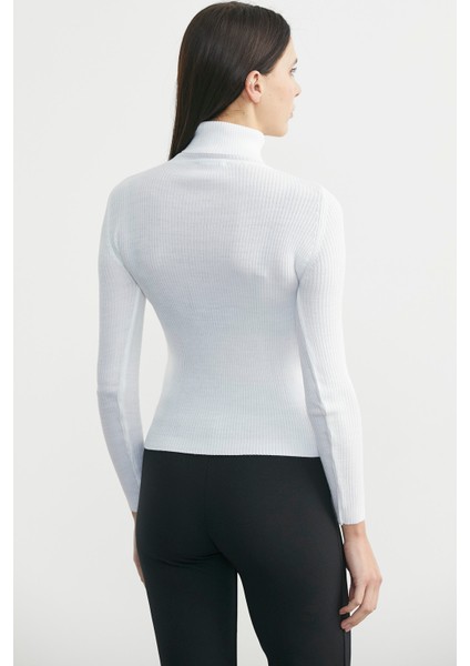 Tam Balıkçı Fitilli Basic Triko Kazak - Beyaz fırsatları