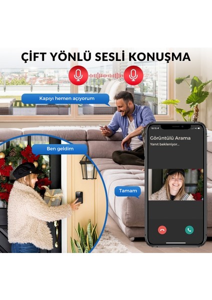 Akıllı Görüntülü Kablosuz Kapı Zili Wifi Bağlantılı Hd Kamera Gece Görüşlü modelleri