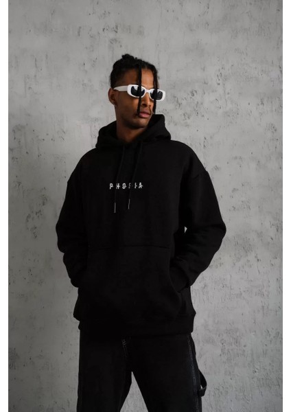 Erkek Astronot Baskılı Kapüşonlu Sweat - Siyah fiyatları