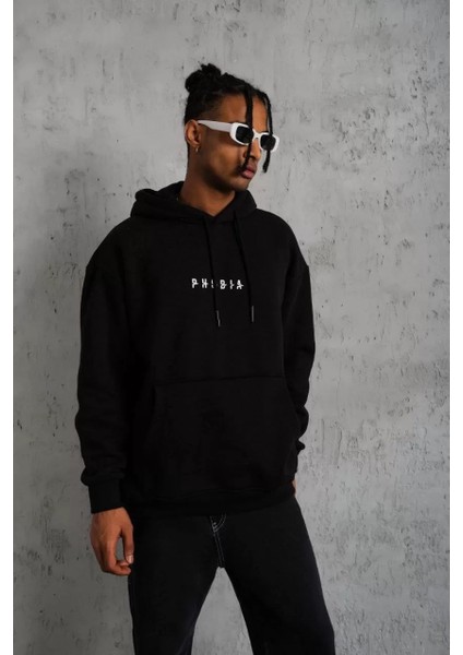 Erkek Astronot Baskılı Kapüşonlu Sweat - Siyah fırsatları