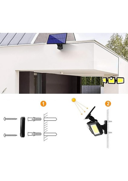 Güneş Enerjili Hareket Sensörlü, 3 Taraflı 171 Cob LED AYDINLATMA/GT-SL15 modelleri
