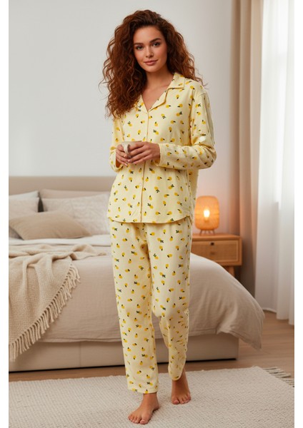 Süet Gömlek Pijama Takımı 7006 Limon fiyatları