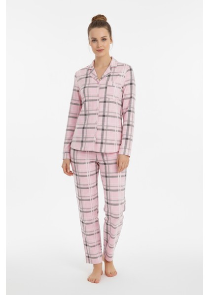 Luxury Viscose Pembe Ekose Desenli Kadın Uzun Kollu Pijama Takımı – 42550 indirimleri