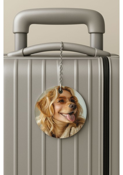 Pleksi Zincirli Bavul Etiketi Seyahat Tatil Için Tasarım Valiz Etiketi Dog Girl