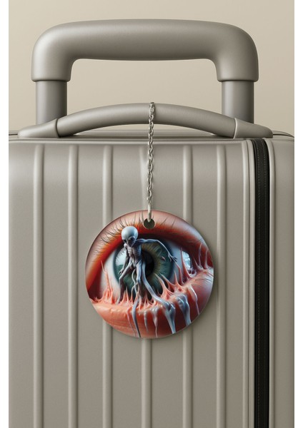 Pleksi Zincirli Bavul Etiketi Seyahat Tatil Için Tasarım Valiz Etiketi Skuller