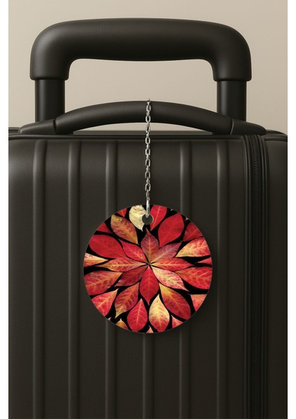 Sonbahar Desenli Uv Baskılı Pleksi Bavul Etiketi Seyahat Tatil Valiz Etiketi