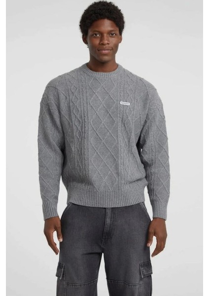 Erkek Yün Karışımlı Triko Kazak - Gri