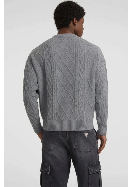 Erkek Yün Karışımlı Triko Kazak - Gri fiyatları