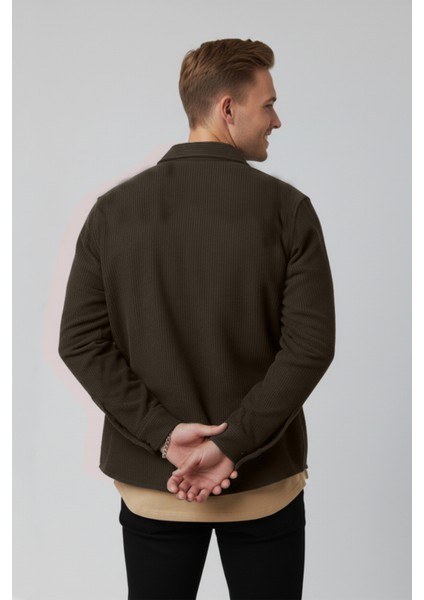 Kahve Cepli Likralı Kadife Kumaş Rahat Kesim Erkek Gömlek – Yumuşak Dokulu, Şık Tasarım Gömlek 2600759 fiyatları