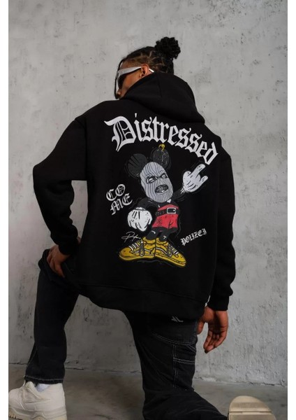 Erkek Üç Iplik Baskılı Kapüşonlu Sweat - Siyah fiyatları