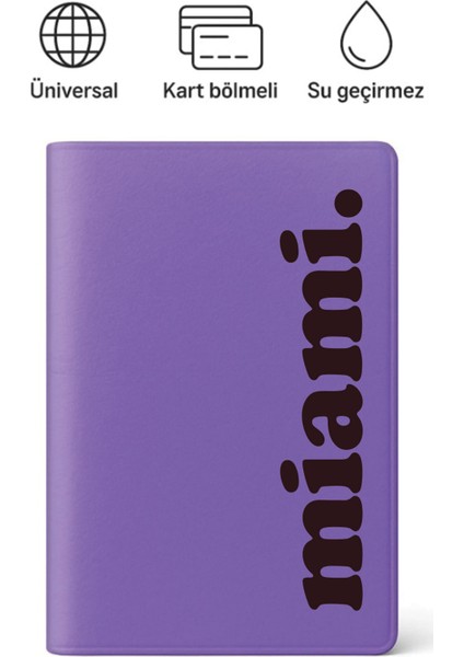 Pasaport Kılıfı Pasaportluk Desenli Pasaport Kabı Su Geçirmez Miami