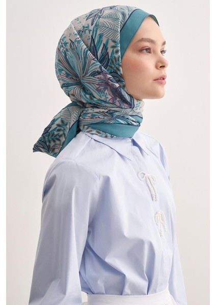 Lily Mavi Vela Floş Şal