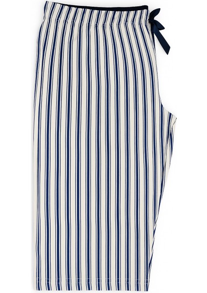 Pijama Alt Çizgili Kadın Mavi Beyaz
