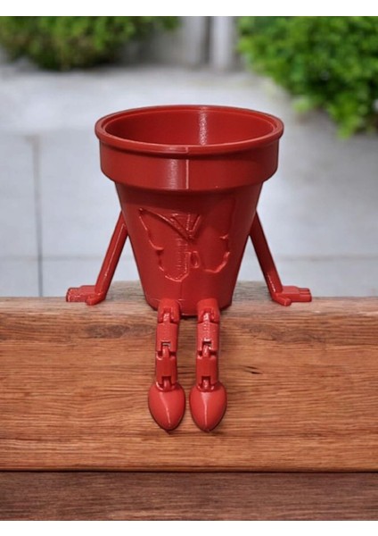 Eklemli Kelebek Figürlü Mini Saksı – Hareketli Bacaklı Dekoratif Saksılık