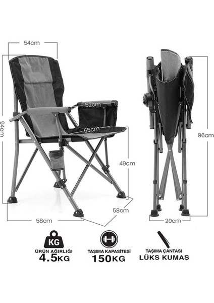 River Side Katlanabilir Kamp Sandalyesi Gri fiyatları