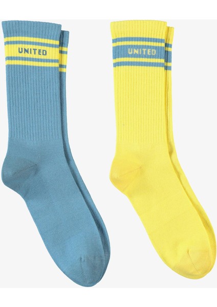 Unıted4 Erkek Mavi/sarı 2'li Çorap