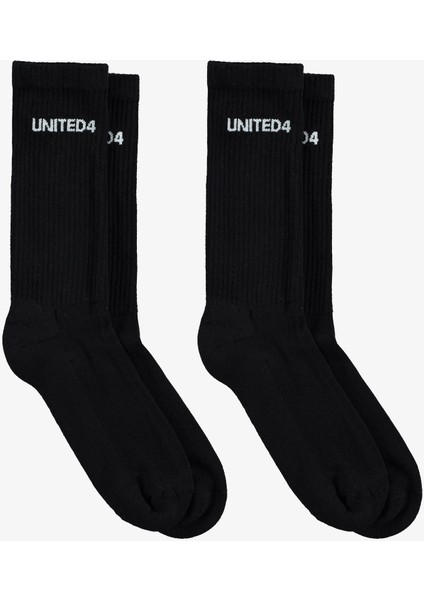 Unıted4 Unisex Siyah 2'li Çorap