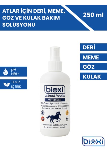 Animal Health, Atlar Için Deri, Meme, Göz ve Kulak Bakım Solüsyon Steroidsiz & Antibiyotiksiz 250 ml