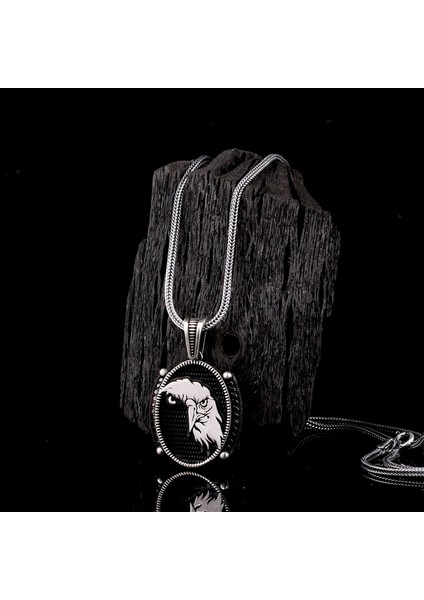 925 Ayar Gümüş Mikro Taşlı Kartal Motifli Kolye