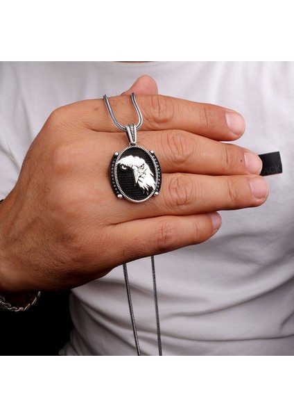 925 Ayar Gümüş Mikro Taşlı Kartal Motifli Kolye fiyatları