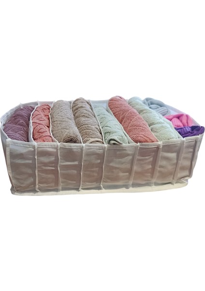 4'lü Organizer L Akordiyon L Boy 8 Bölmeli Çok Amaçlı Dolap Içi ve Çekmece Içi Düzenleyici Cepli indirimleri